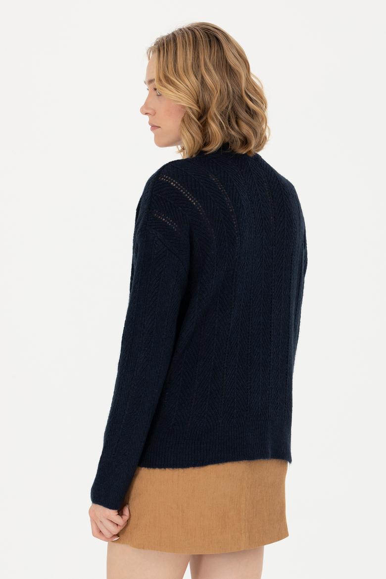 Kadın Lacivert Triko Hırka - 50269493012