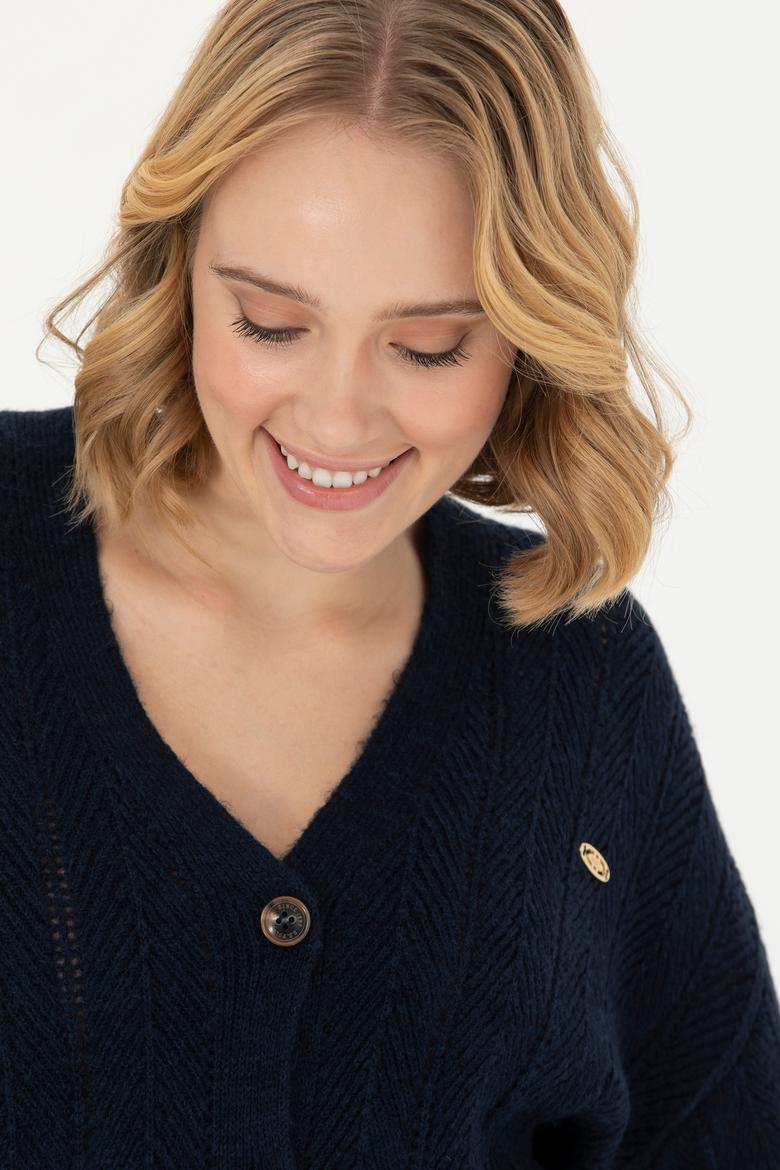 Kadın Lacivert Triko Hırka - 50269493012