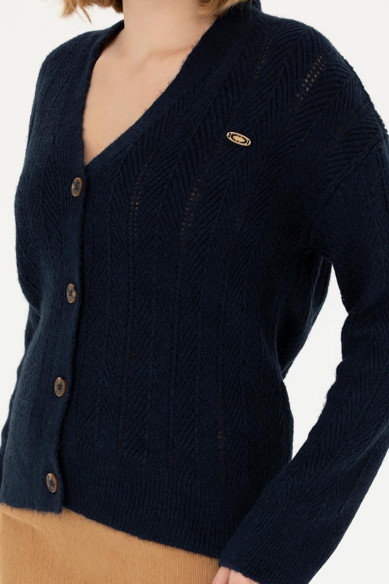 Kadın Lacivert Triko Hırka - 50269493012