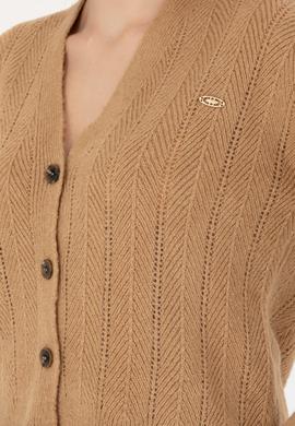 Kadın Kum Melanj Triko Hırka - 50269493019