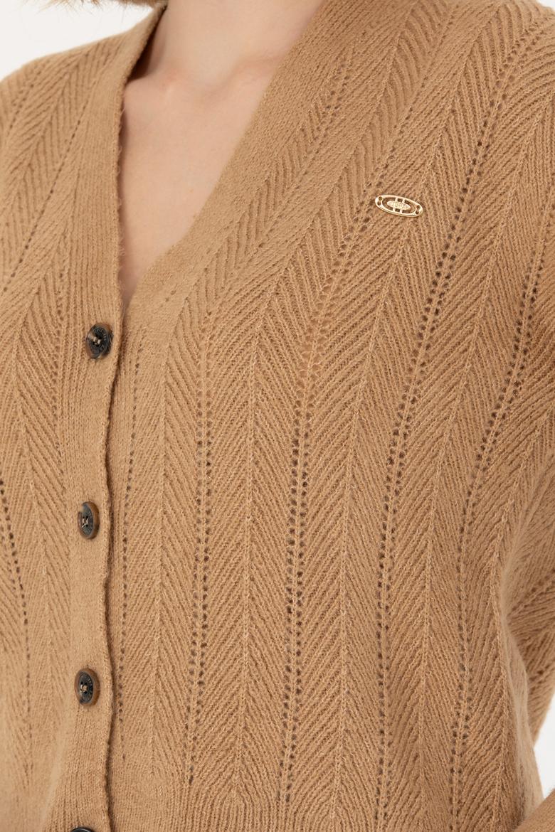 Kadın Kum Melanj Triko Hırka - 50269493019