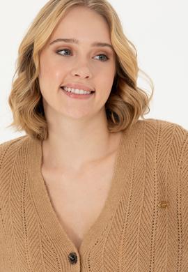 Kadın Kum Melanj Triko Hırka - 50269493019