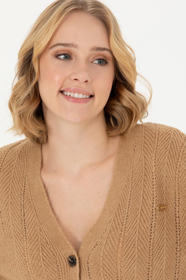 Kadın Kum Melanj Triko Hırka - 50269493019