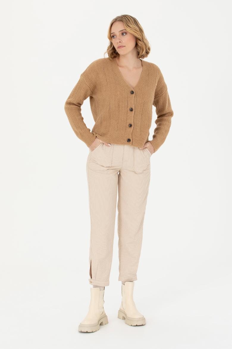 Kadın Kum Melanj Triko Hırka - 50269493019