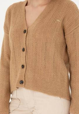 Kadın Kum Melanj Triko Hırka - 50269493019