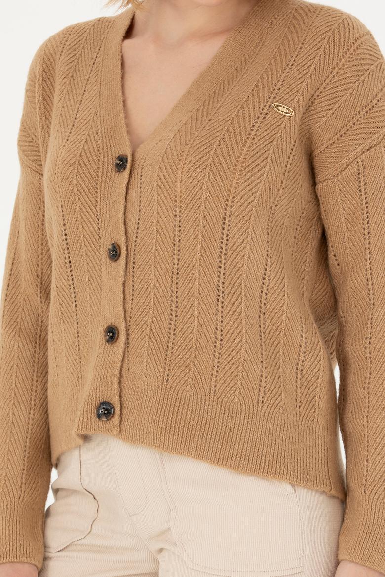 Kadın Kum Melanj Triko Hırka - 50269493019