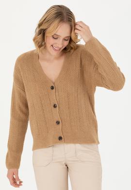 Kadın Kum Melanj Triko Hırka - 50269493019