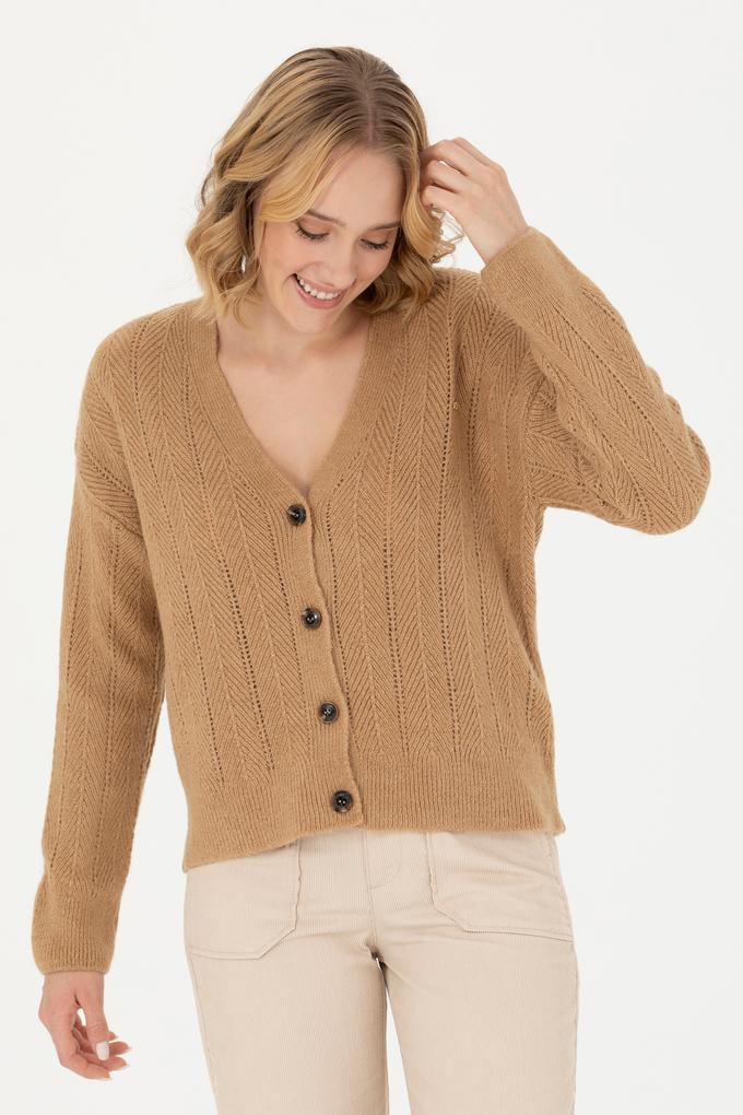 Kadın Kum Melanj Triko Hırka