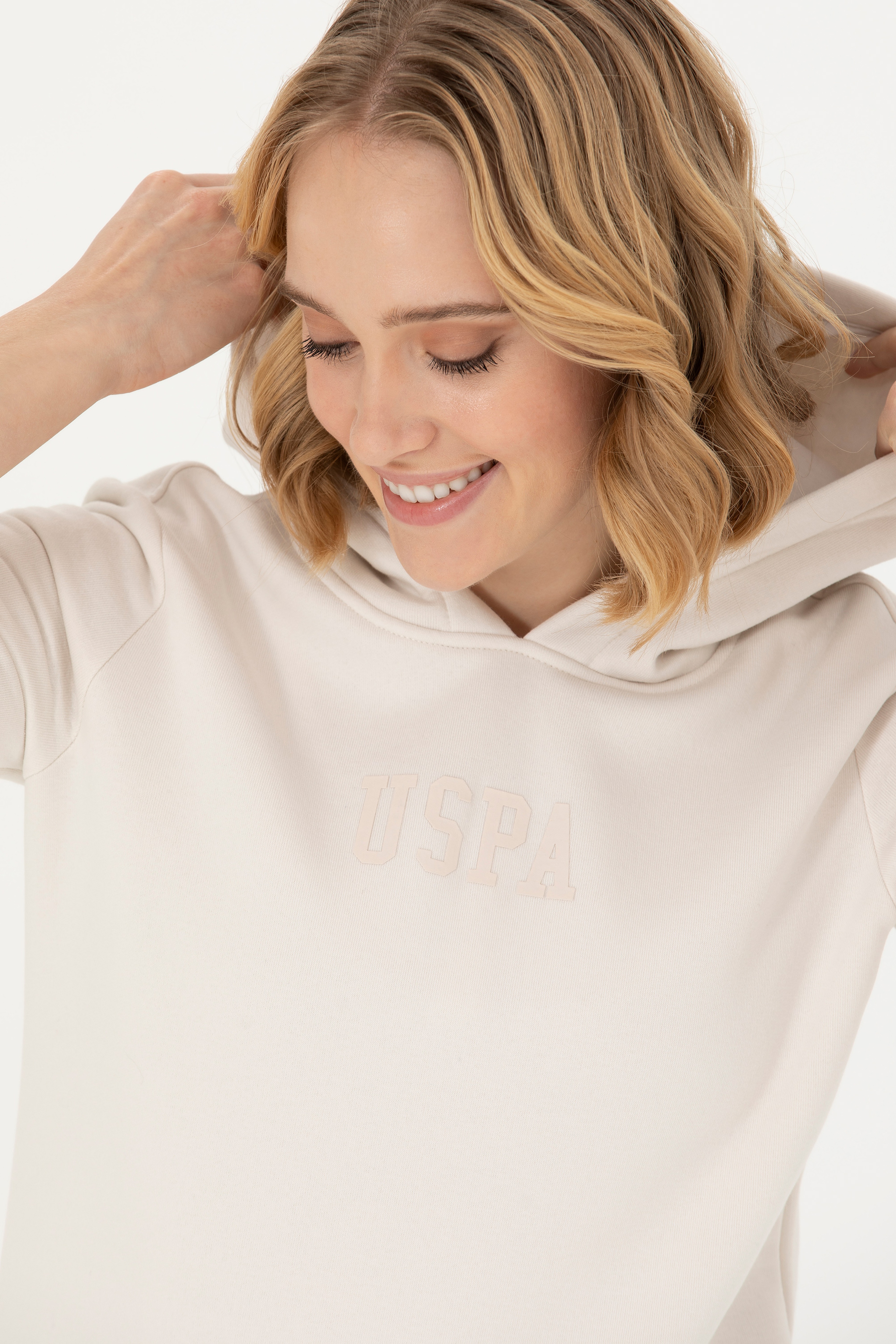 Kadın Taş Kapüşonlu Basic Sweatshirt - Image 2