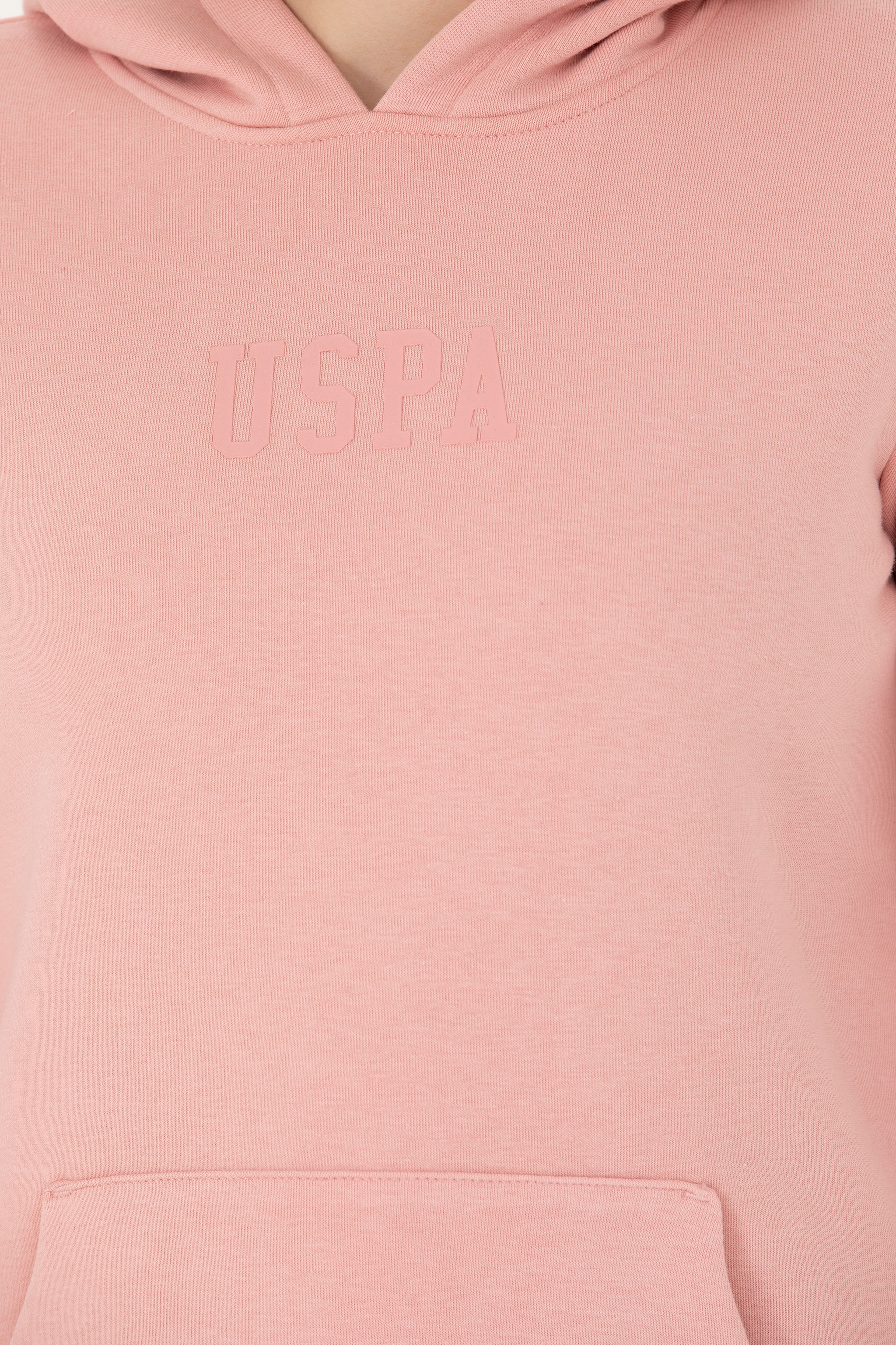 Kadın Pudra Kapüşonlu Basic Sweatshirt - Image 7