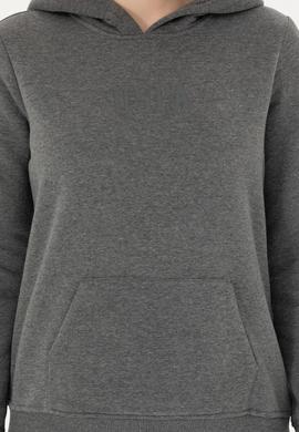 Kadın Antrasit Melanj Kapüşonlu Basic Sweatshirt - 50271557130