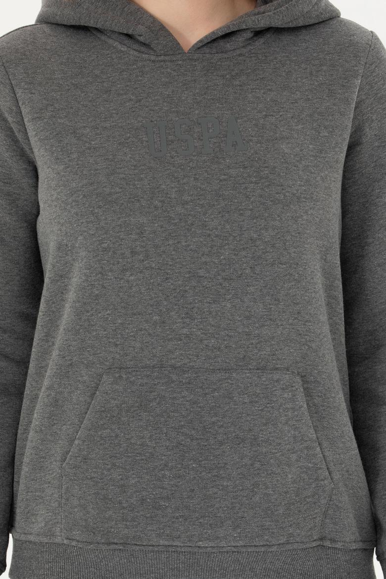 Kadın Antrasit Melanj Kapüşonlu Basic Sweatshirt - 50271557130