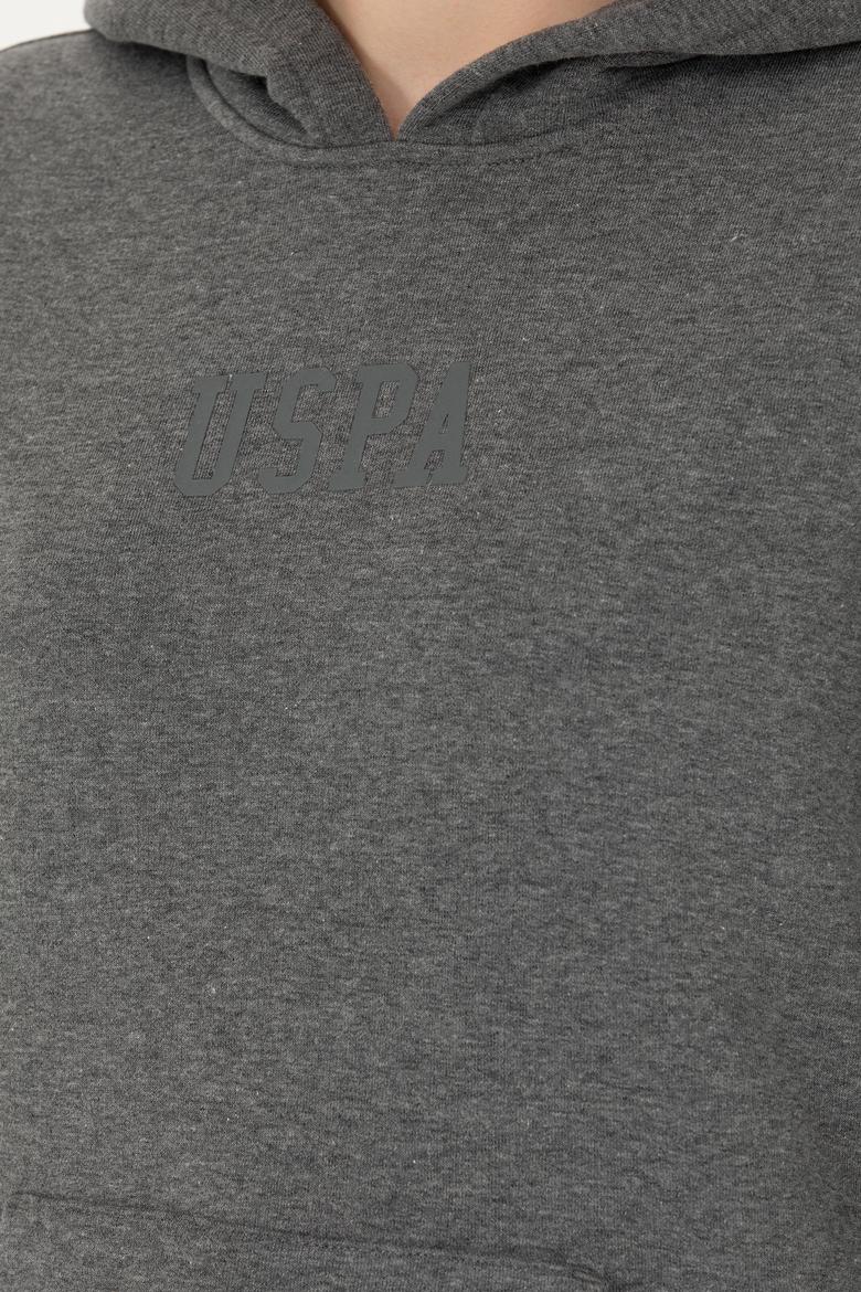 Kadın Antrasit Melanj Kapüşonlu Basic Sweatshirt - 50271557130