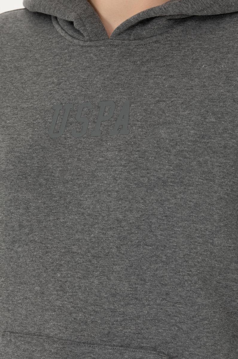 Kadın Antrasit Melanj Kapüşonlu Basic Sweatshirt