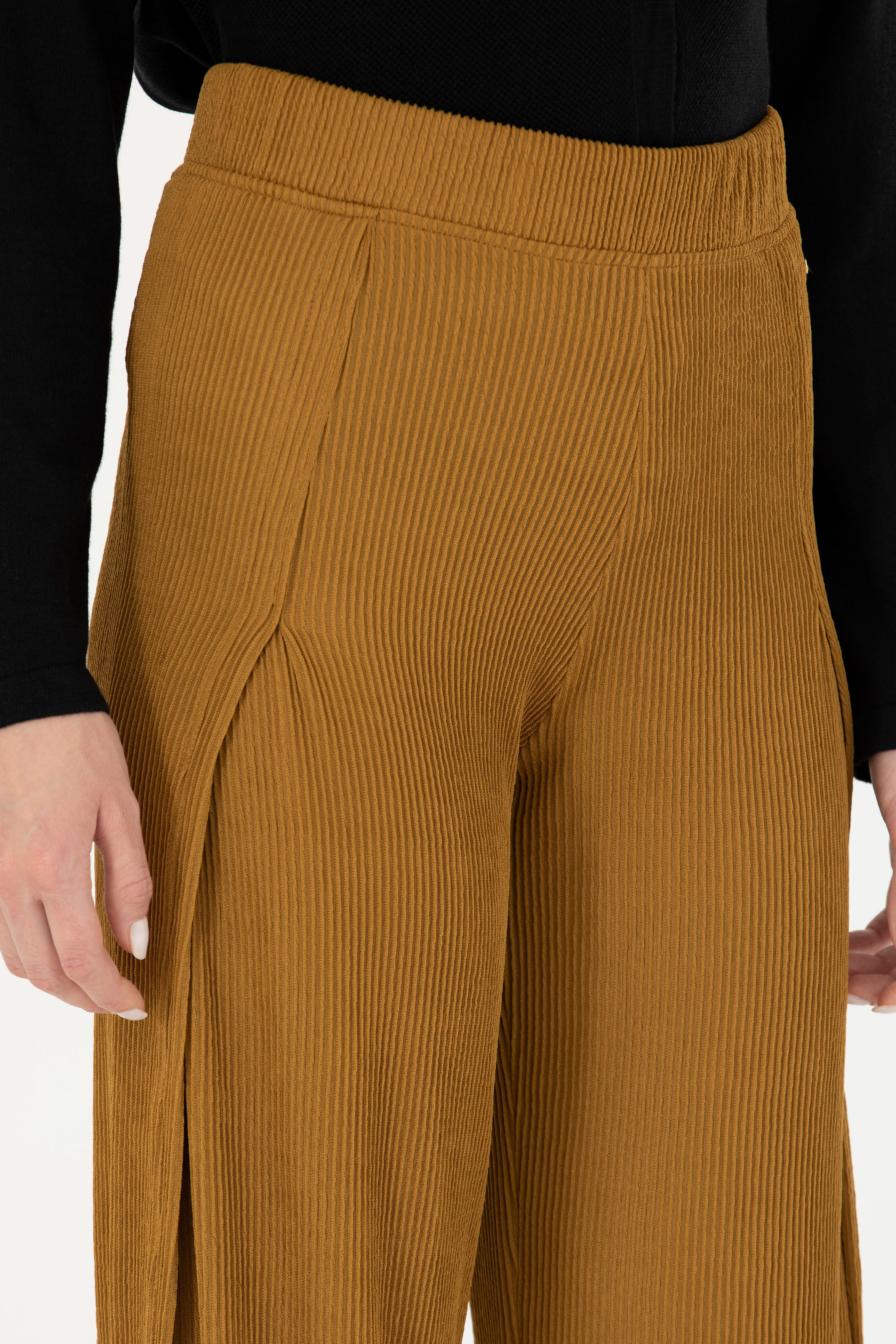 Kadın Açık Haki Örme Pantolon