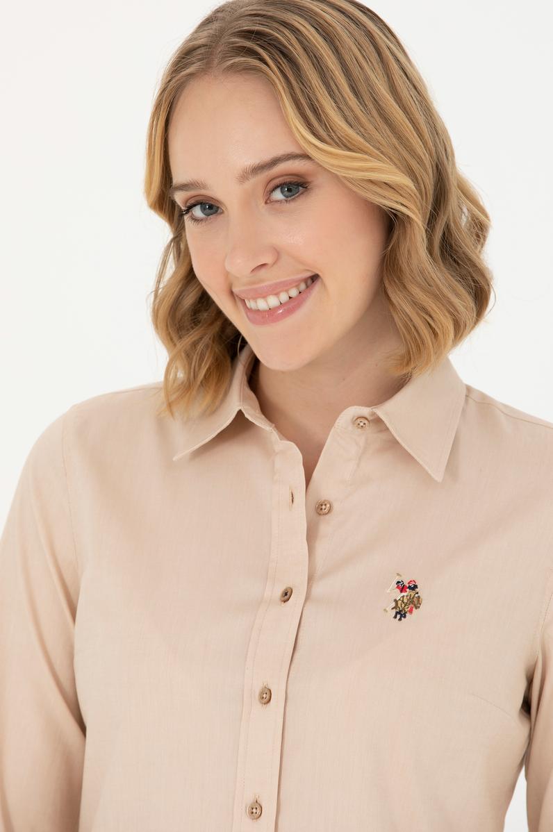 Kadın Camel Uzun Kollu Basic Gömlek