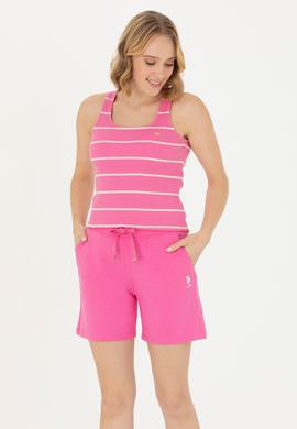 Kadın Pembe Bisiklet Yaka Kolsuz Tişört - 50262558012