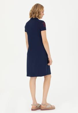 Kadın Lacivert Polo Yaka Örme Elbise - 50262697013