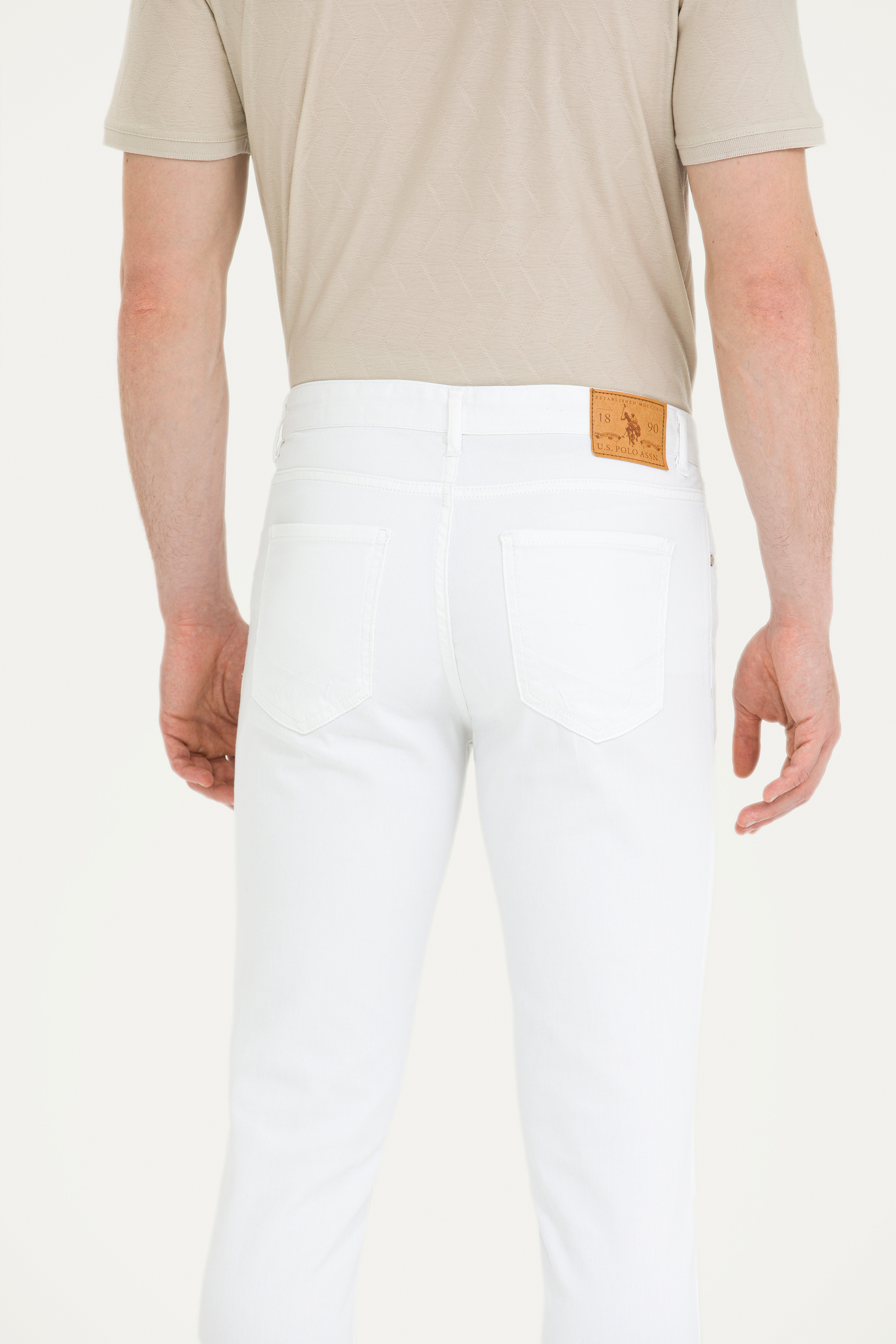 Erkek Slim Fit Beyaz Kanvas / Chino Pantolon