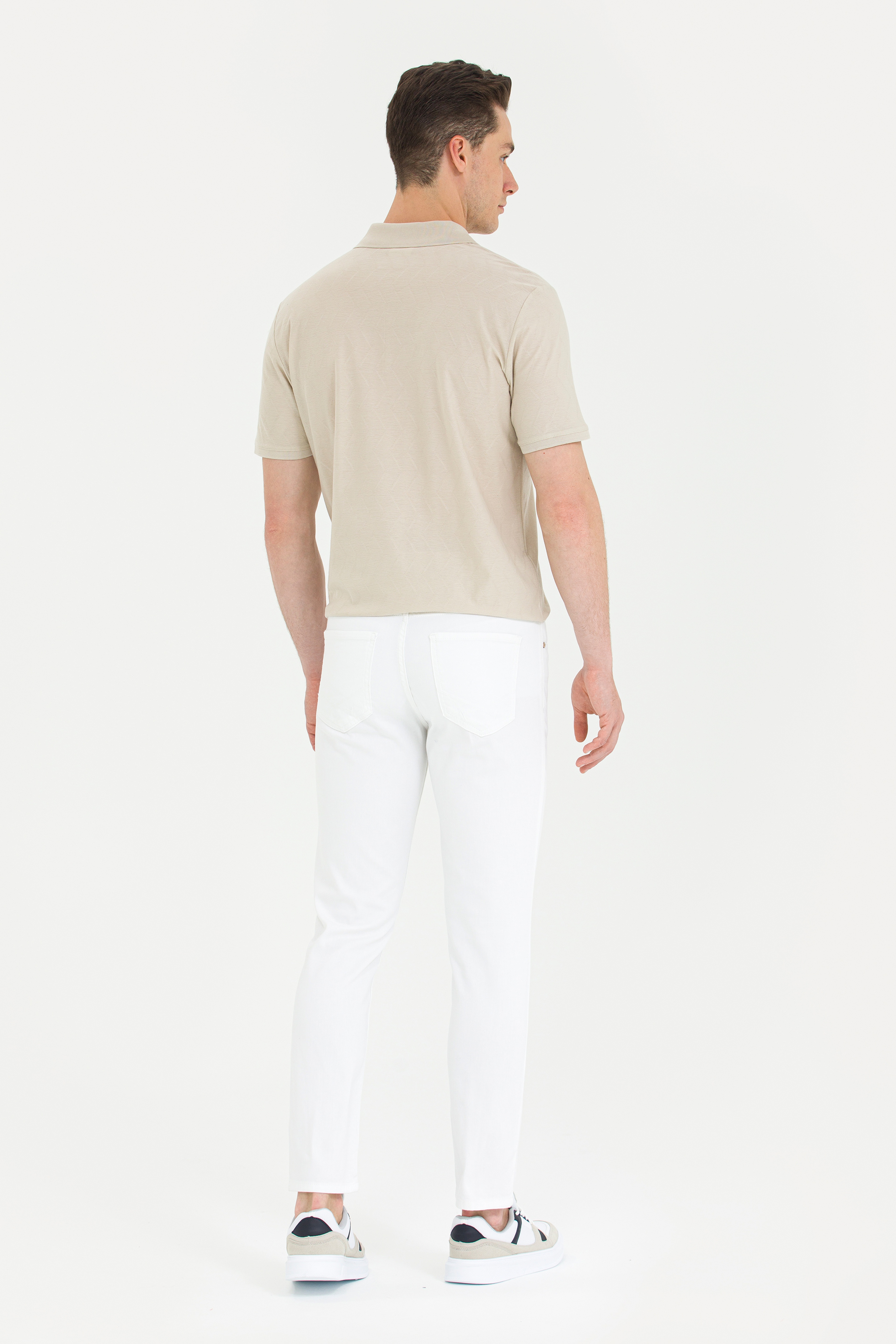 Erkek Slim Fit Beyaz Kanvas / Chino Pantolon - Image 4