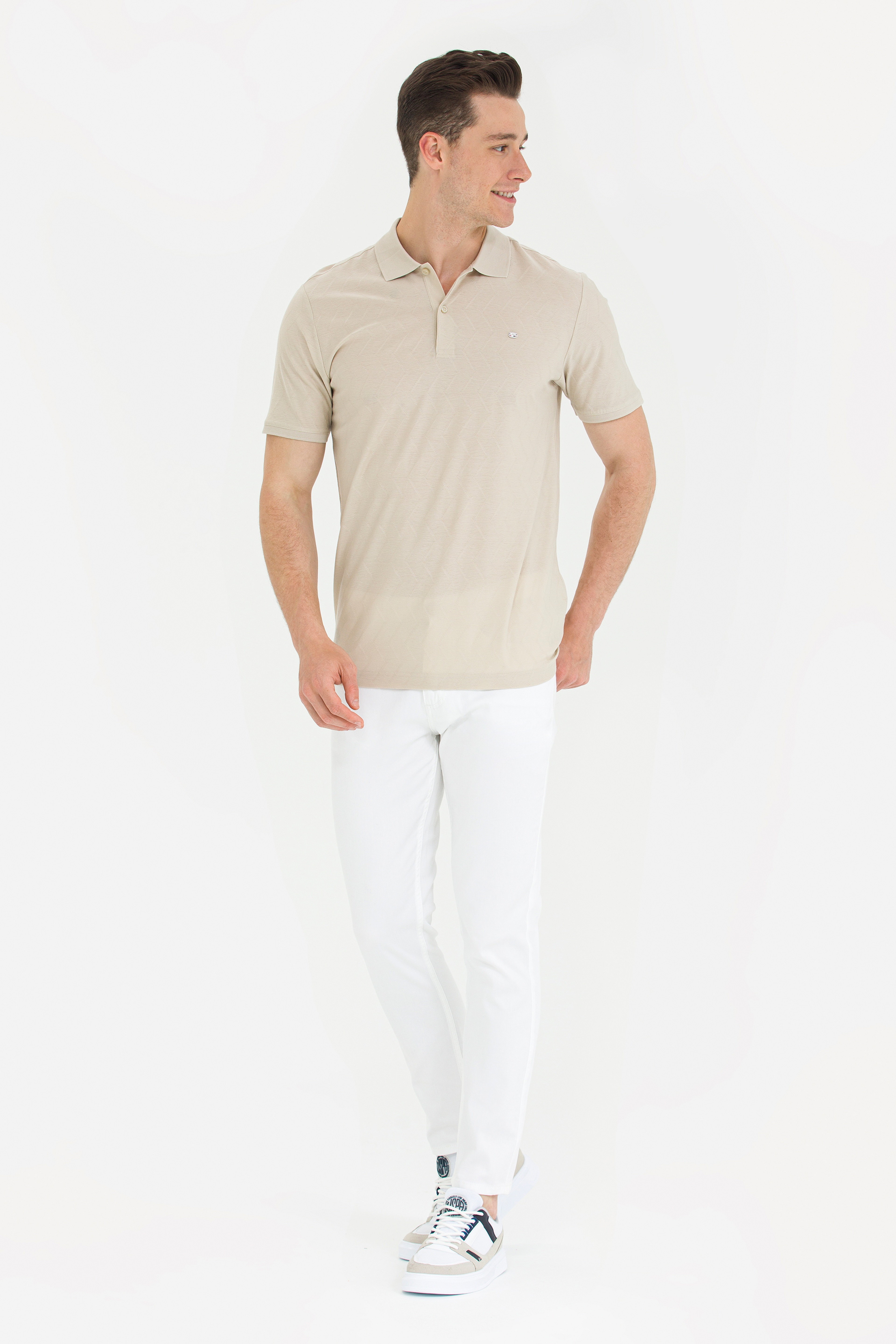 Erkek Slim Fit Beyaz Kanvas / Chino Pantolon - Image 1