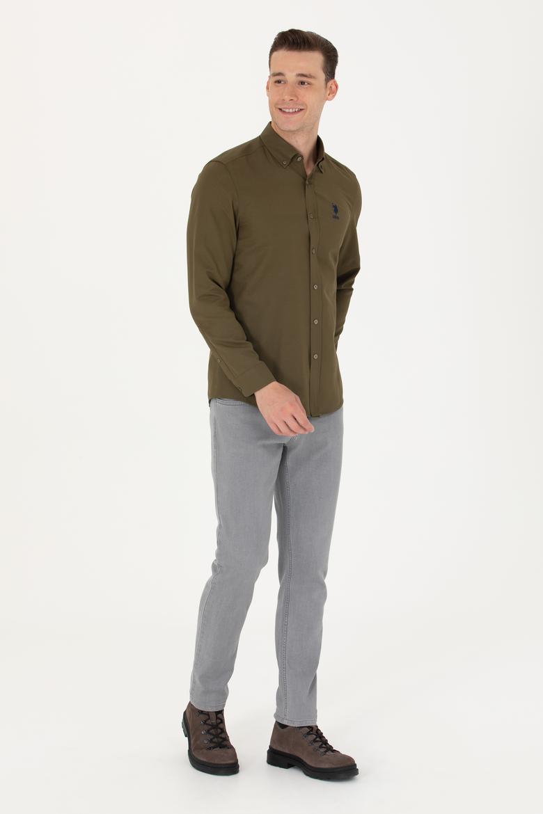Erkek Haki Uzun Kollu Basic Gömlek - 50271293026