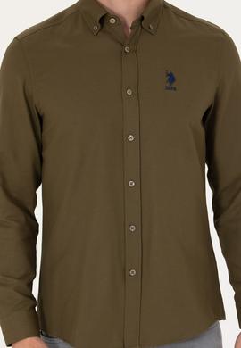 Erkek Haki Uzun Kollu Basic Gömlek - 50271293026
