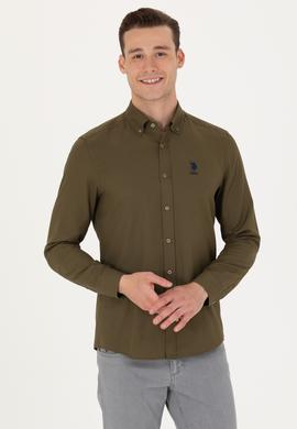 Erkek Haki Uzun Kollu Basic Gömlek - 50271293026