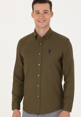 Erkek Haki Uzun Kollu Basic Gömlek - 50271293026