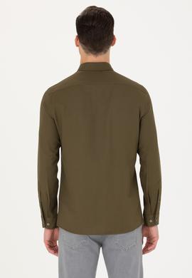 Erkek Haki Uzun Kollu Basic Gömlek - 50271293026