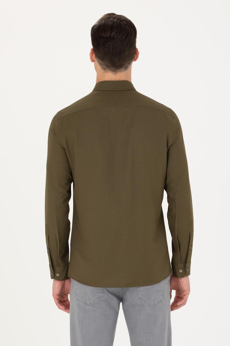 Erkek Haki Uzun Kollu Basic Gömlek - 50271293026