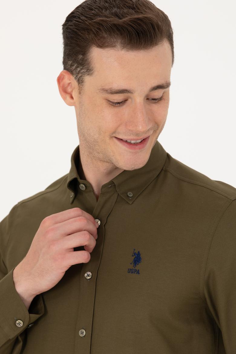 Erkek Haki Uzun Kollu Basic Gömlek - 50271293026