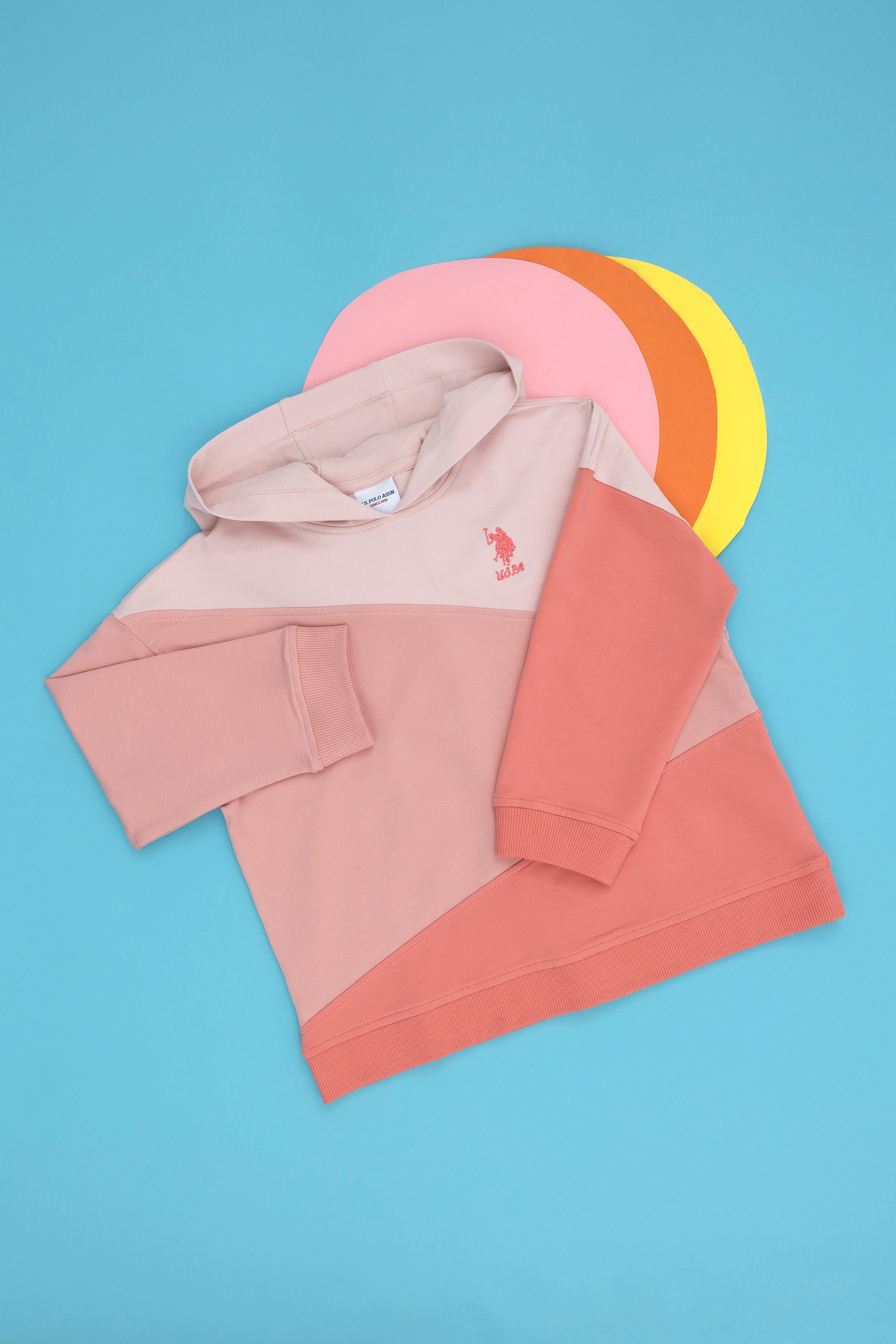 Kız Çocuk Somon Kapüşonlu Sweatshirt