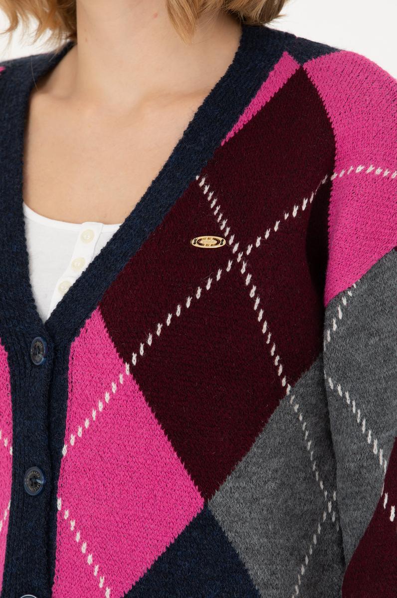 Kadın V Yaka Lacivert Triko Hırka