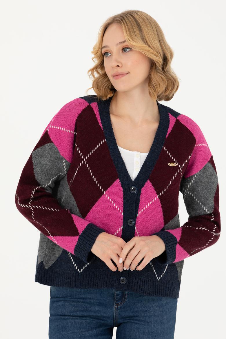 Kadın V Yaka Lacivert Triko Hırka - 50269496024