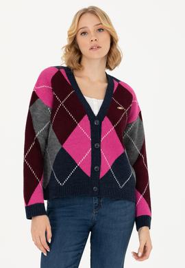 Kadın V Yaka Lacivert Triko Hırka - 50269496024