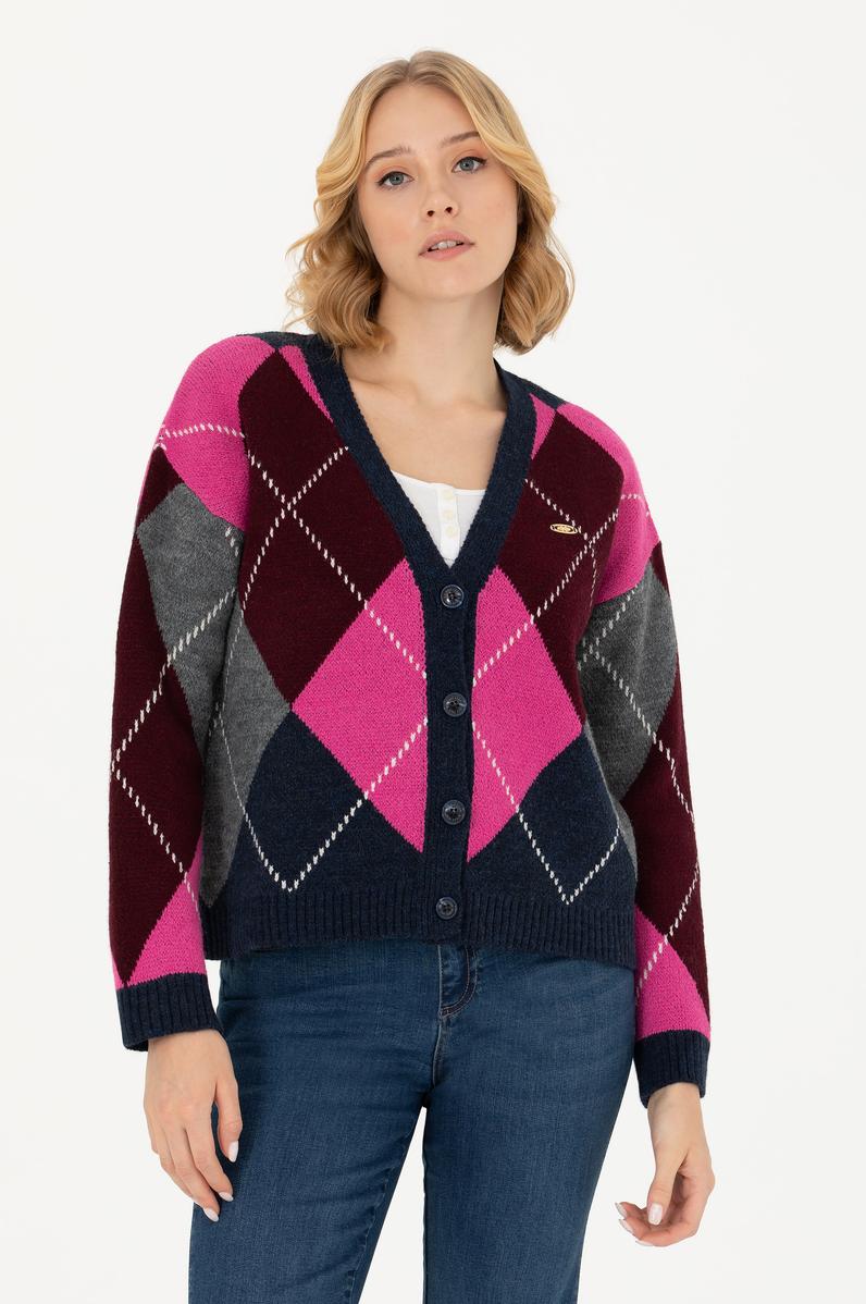 Kadın V Yaka Lacivert Triko Hırka