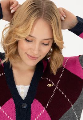 Kadın V Yaka Lacivert Triko Hırka - 50269496024