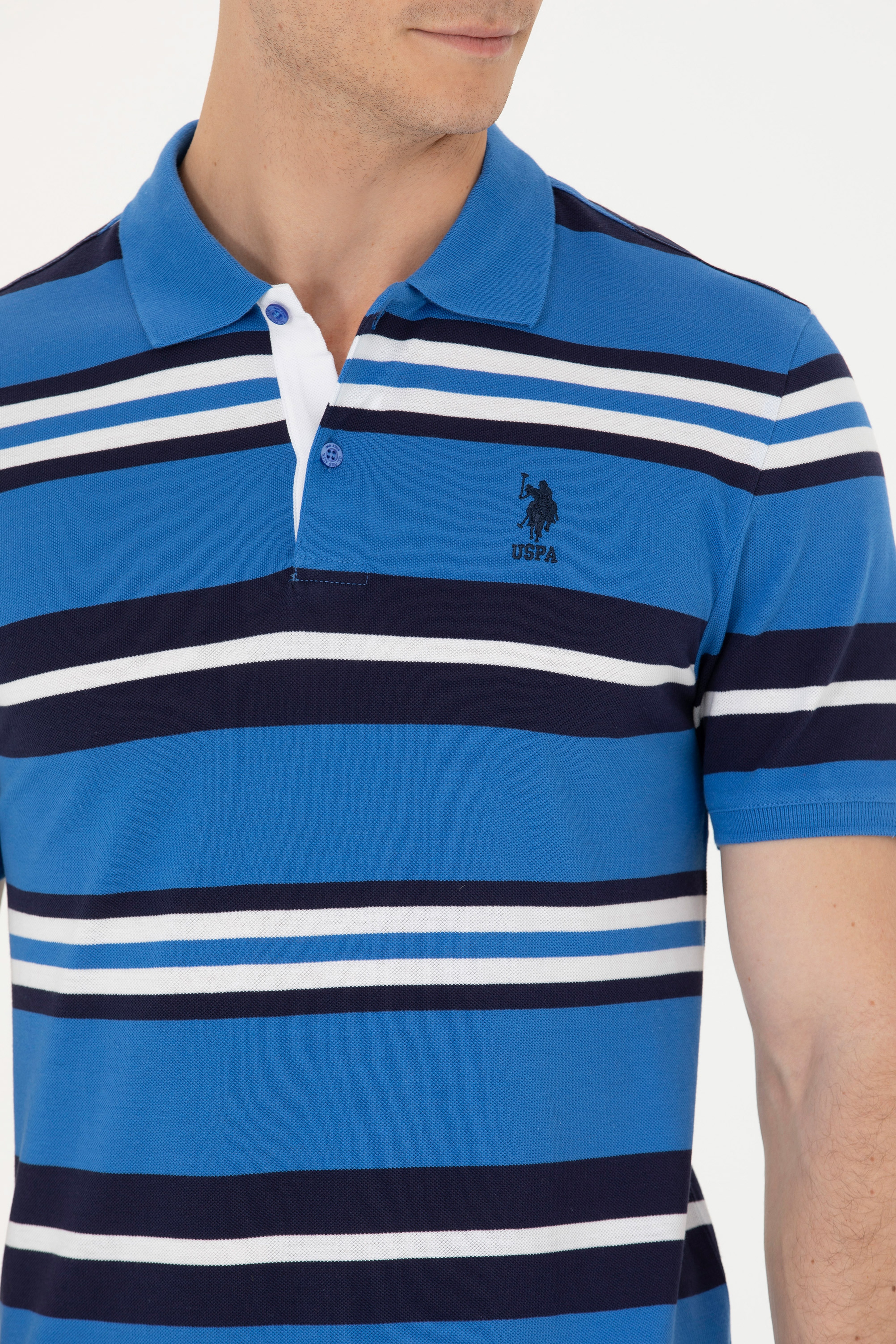 Erkek Saks Polo Yaka Tişört - Image 7
