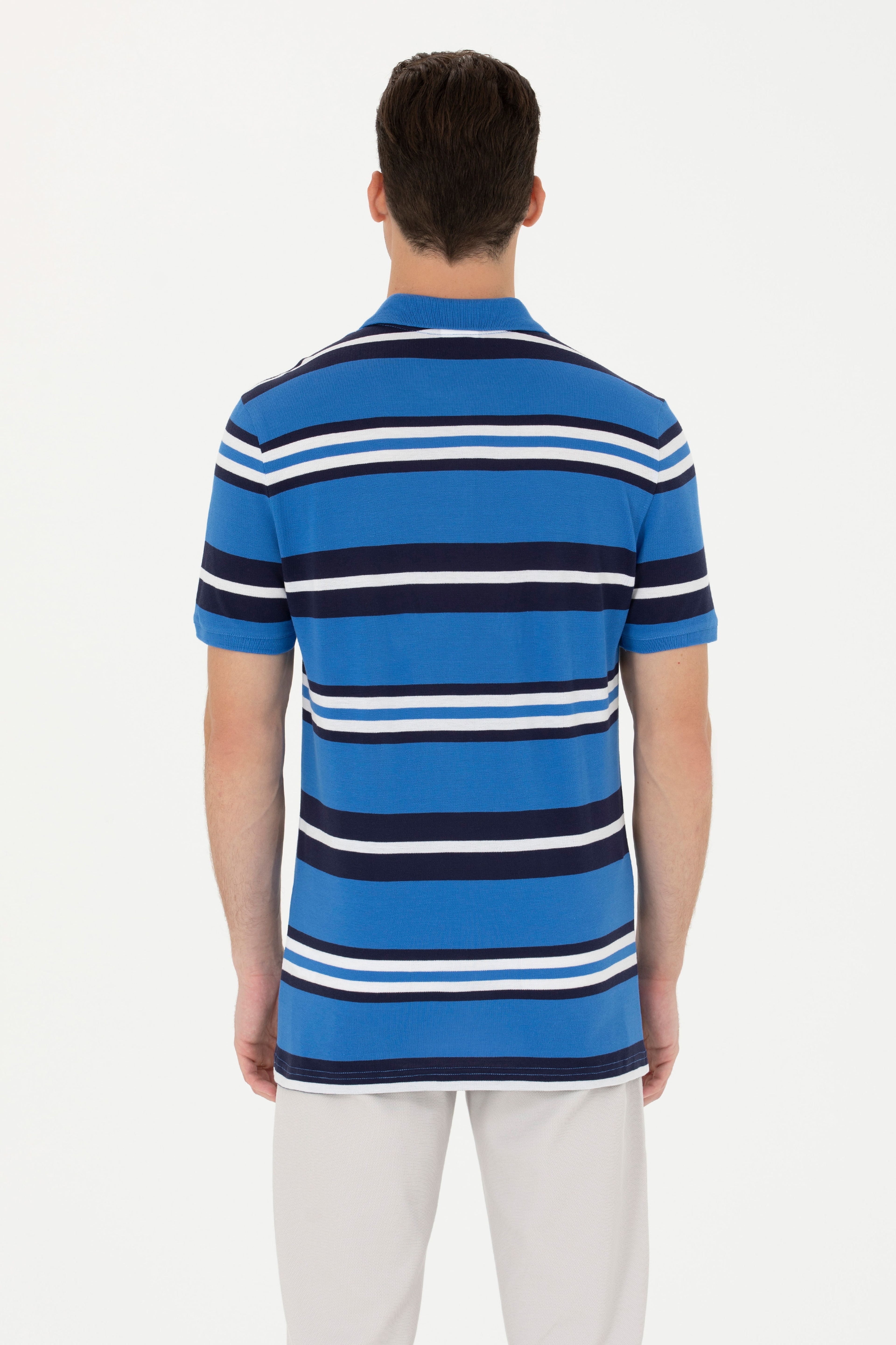 Erkek Saks Polo Yaka Tişört - Image 5