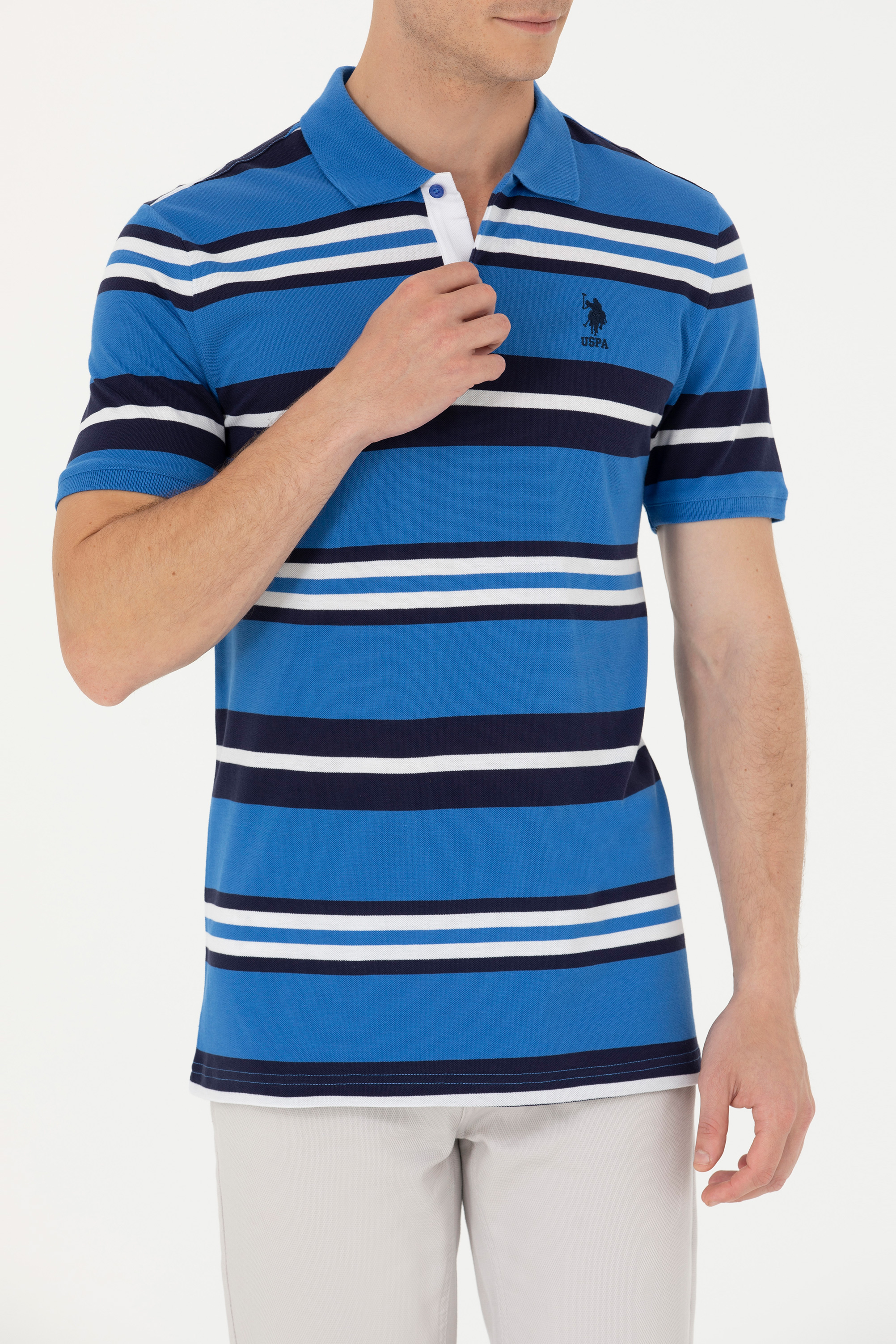 Erkek Saks Polo Yaka Tişört