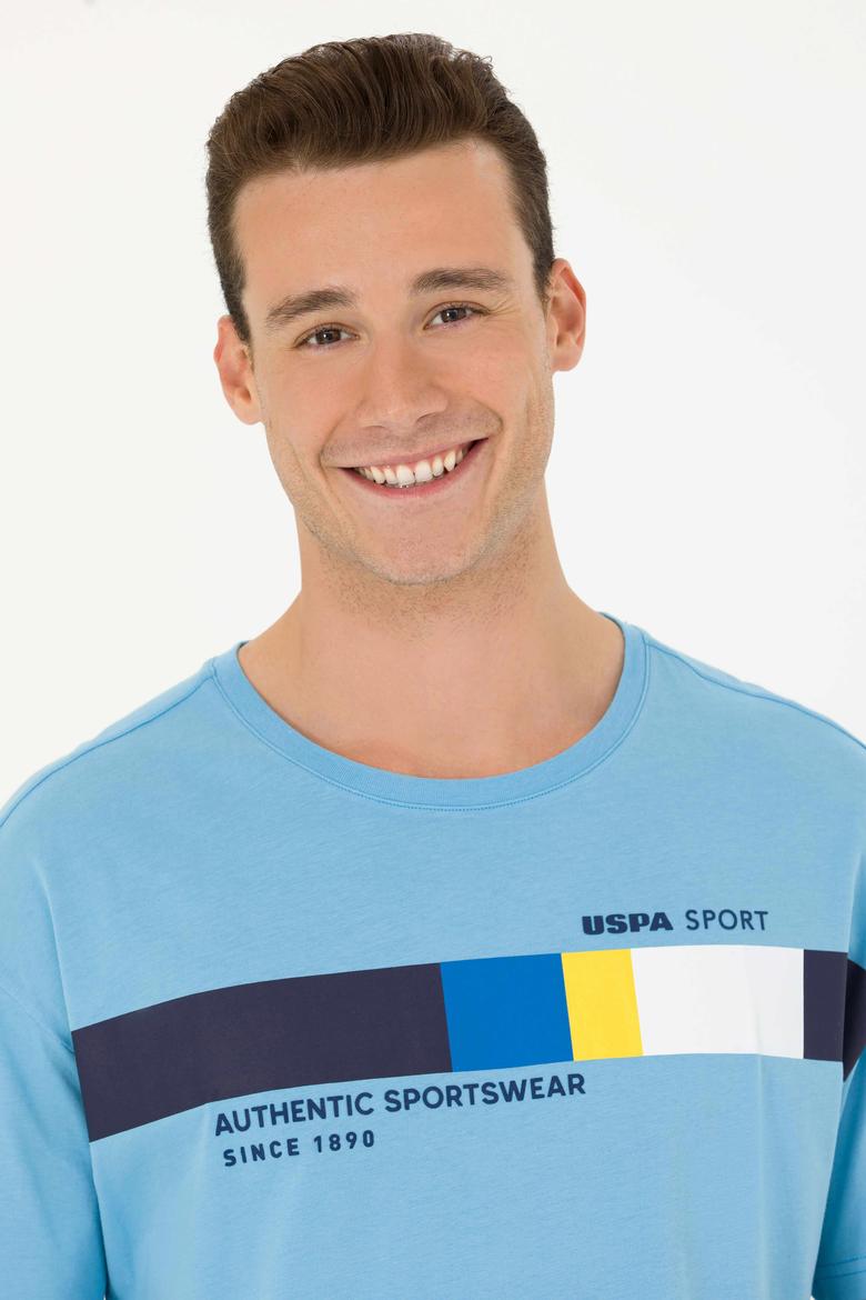 Erkek Turkuaz Comfort Bisiklet Yaka Tişört - 50263283022