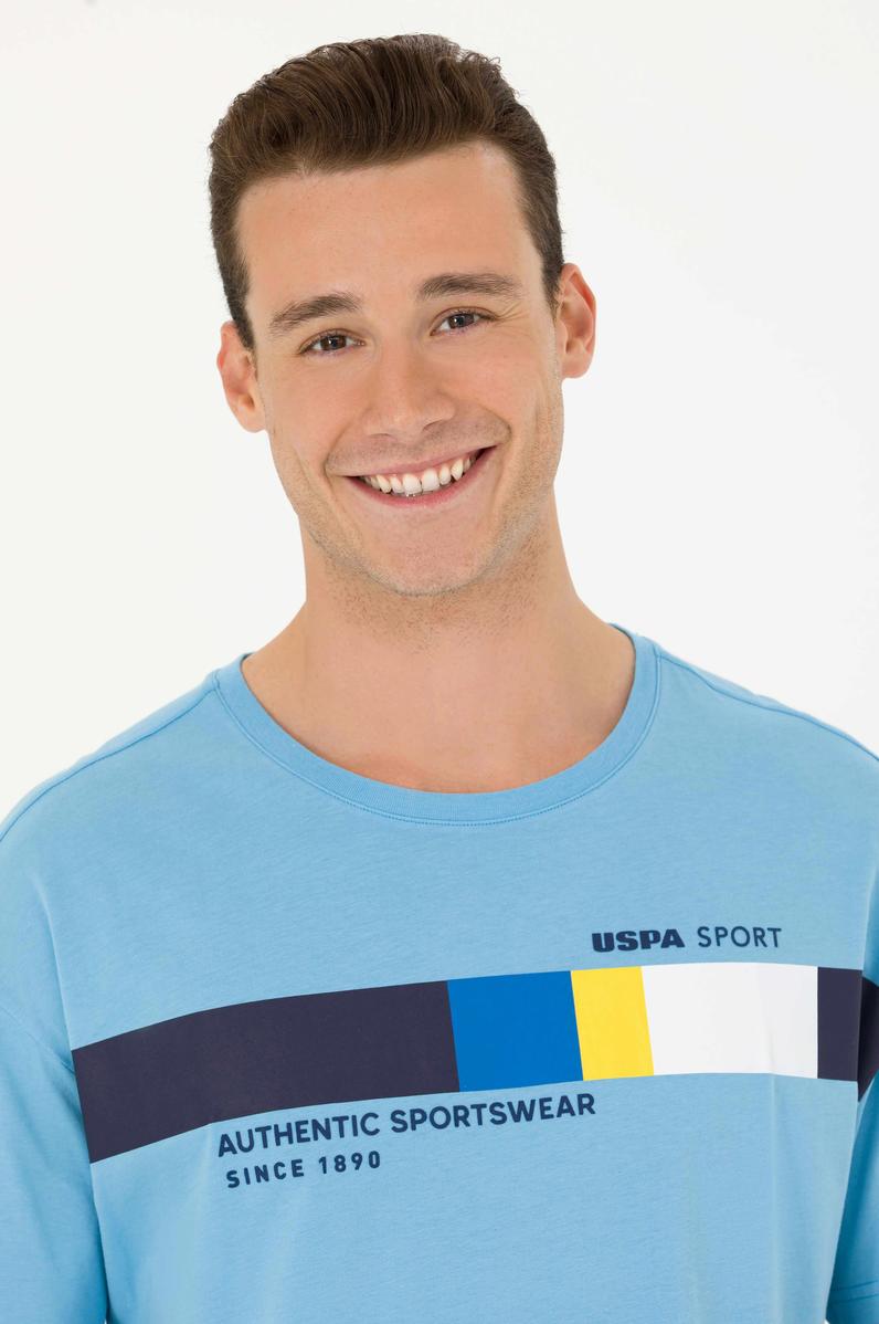 Erkek Turkuaz Comfort Bisiklet Yaka Tişört