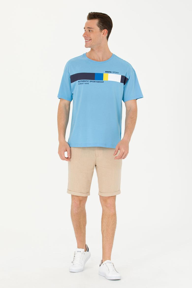 Erkek Turkuaz Comfort Bisiklet Yaka Tişört - 50263283022