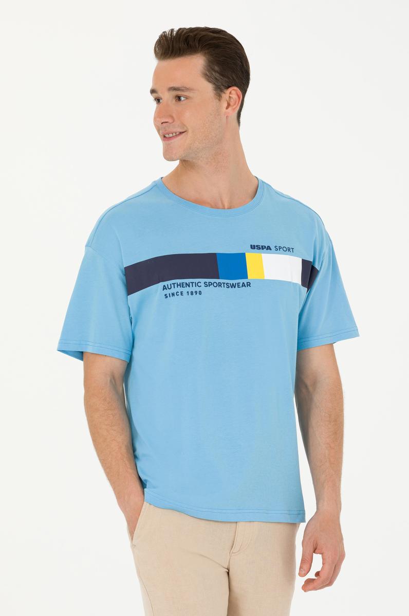 Erkek Turkuaz Comfort Bisiklet Yaka Tişört