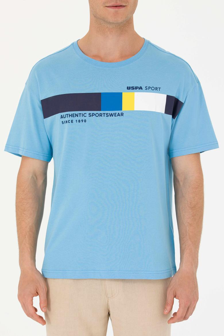 Erkek Turkuaz Comfort Bisiklet Yaka Tişört - 50263283022