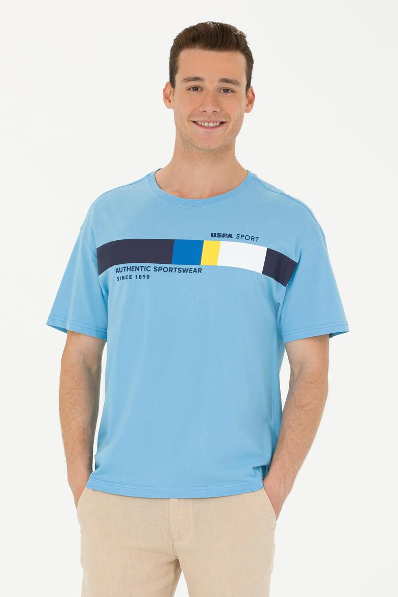 Erkek Turkuaz Comfort Bisiklet Yaka Tişört - 50263283022