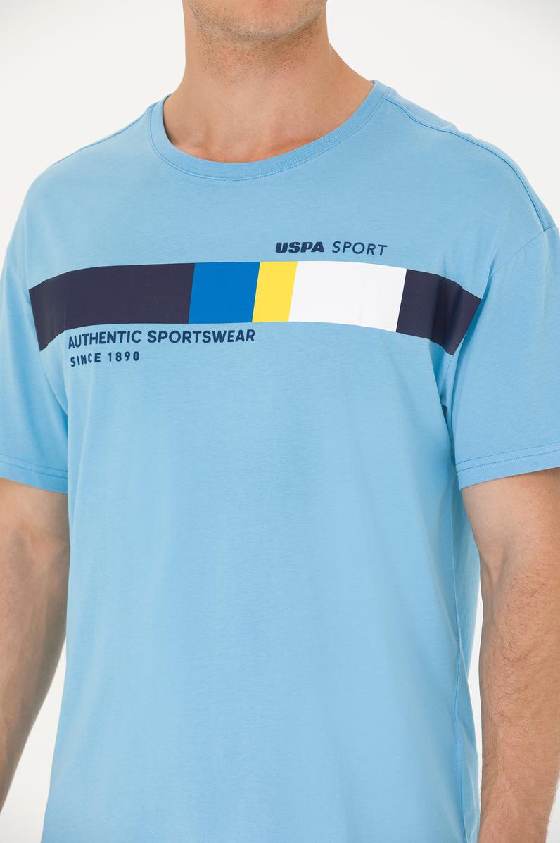 Erkek Turkuaz Comfort Bisiklet Yaka Tişört