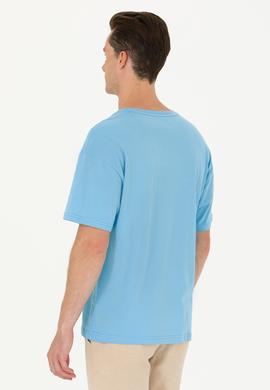 Erkek Turkuaz Comfort Bisiklet Yaka Tişört - 50263283022