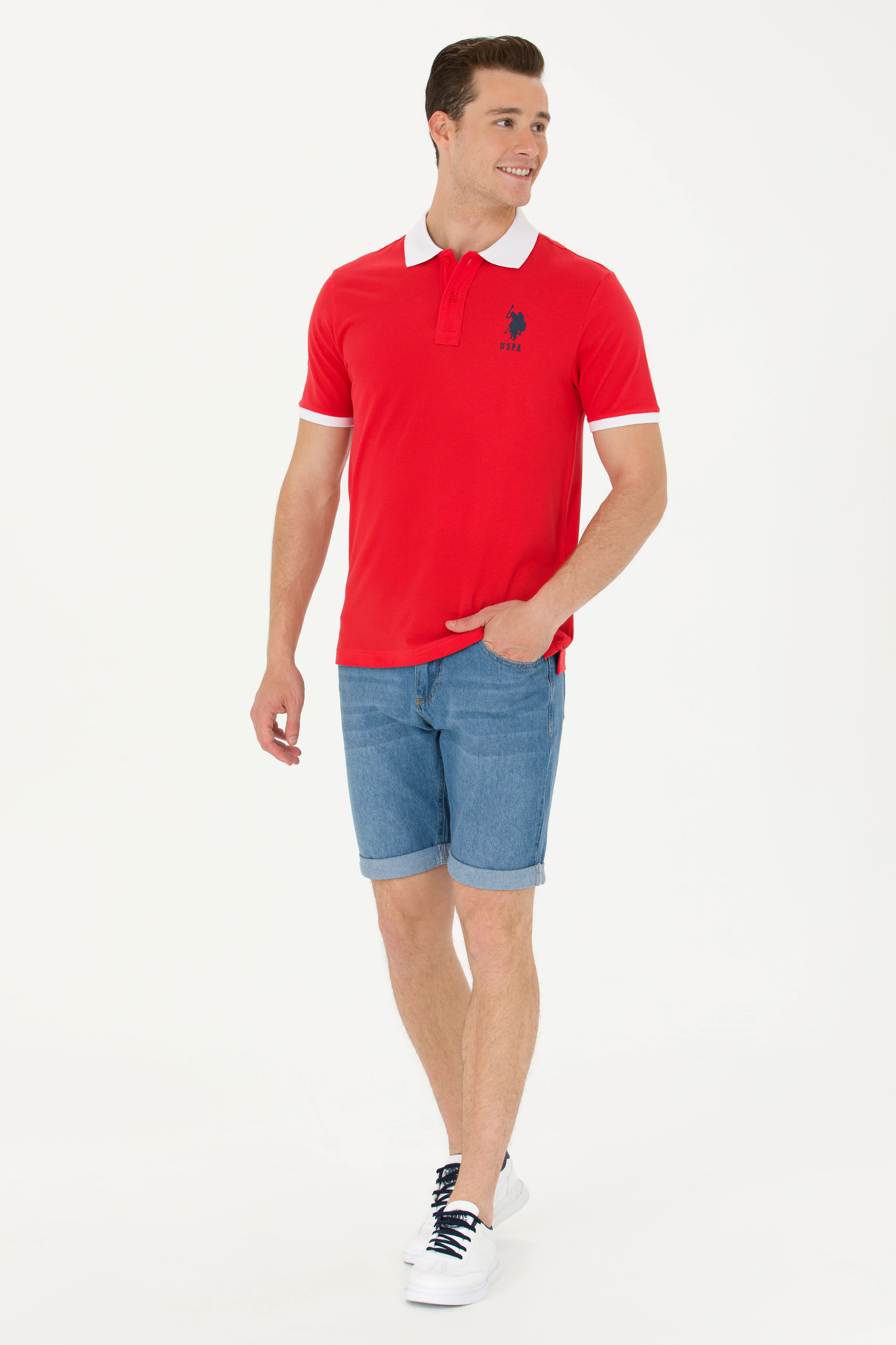 Erkek Kırmızı Polo Yaka Tişört - Image 4